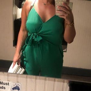 Jade green culotte jumpsuit